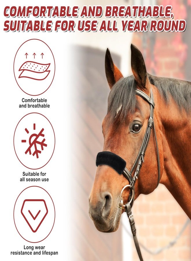 NVAAV 3 Pcs Horse Halter Cover Set, 8.6 x 3.1 Inch Artificial Rabbit Fur Soft Padded Breakaway Horse Nose Guard Cover, Breathable and Replaceable Horses Bridle Nose Band Training Buffer Accessories - Image 5